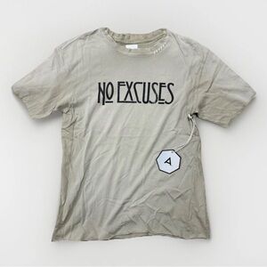Alchemist Short Sleeve Raw Edges “NO EXCUSES” Men’s T Shirt, Faded Tan, Size M